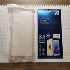Nokia C21 Plus Clear Gel Bumper Case with Tempered Glass Screen Protector